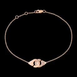 Bracelet Menottes dinh van R8 or rose et diamants