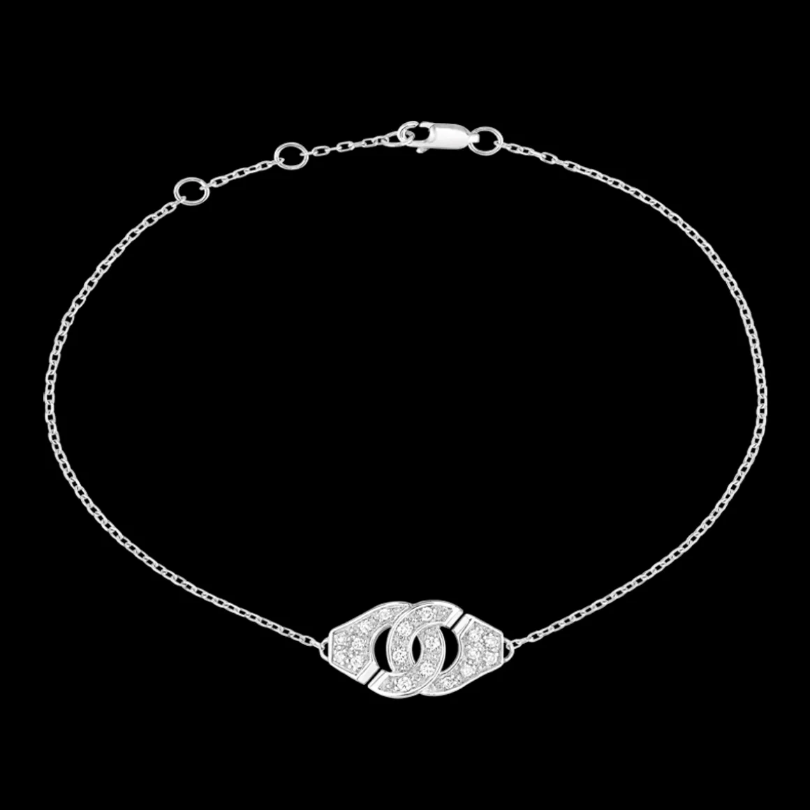 Bracelet Menottes dinh van R8 or blanc et diamants