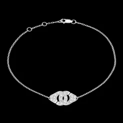 Bracelet Menottes dinh van R8 or blanc et diamants