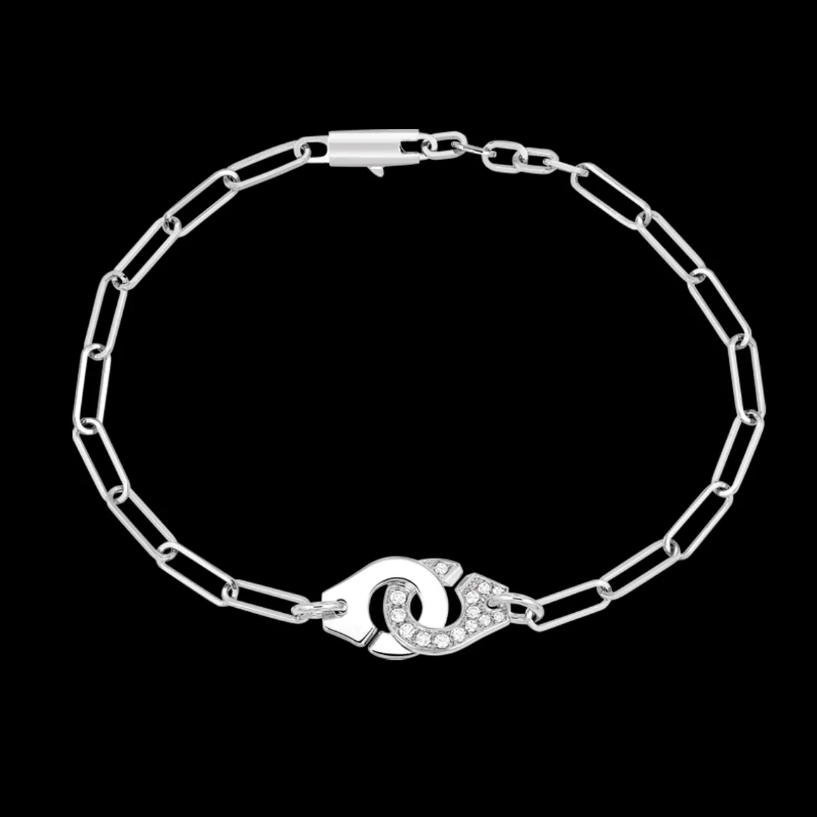Bracelet Menottes dinh van R10 or blanc et diamants