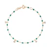 Bracelet émeraude Gigi Suprême, or rose, 4 diamants, 17 cm