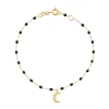 Bracelet noir Lune, diamants, or jaune, 17 cm