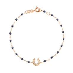 Bracelet nuit Fer à cheval, diamants, or rose, 17 cm