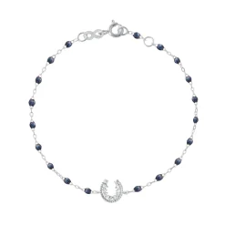 Bracelet nuit Fer à cheval, diamants, or blanc, 17 cm