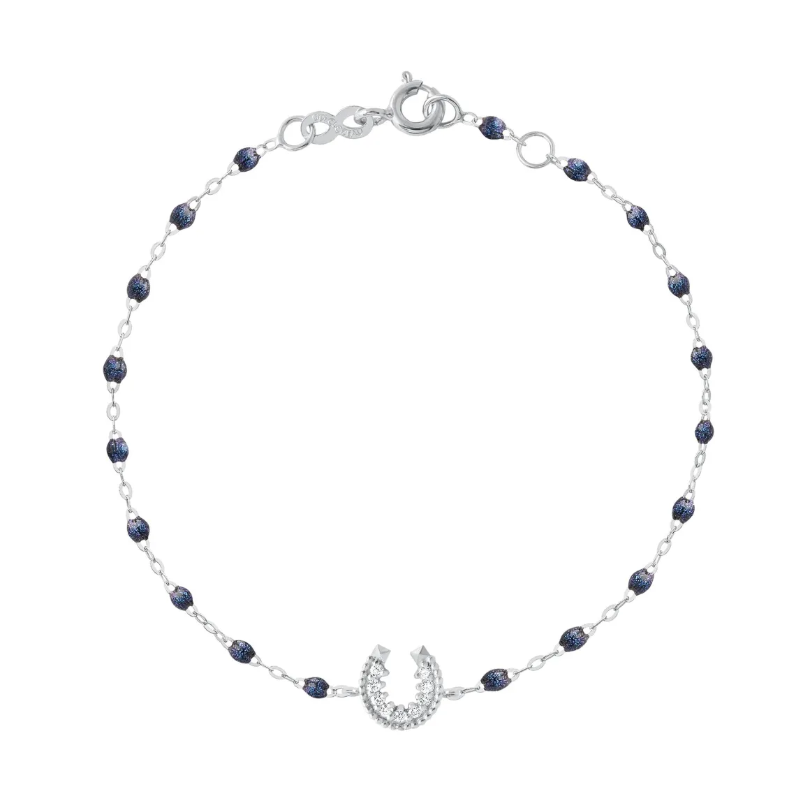 Bracelet nuit Fer à cheval, diamants, or blanc, 17 cm