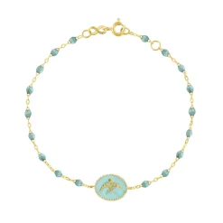 Bracelet Poisson Ange résine glacier, or jaune, 17 cm