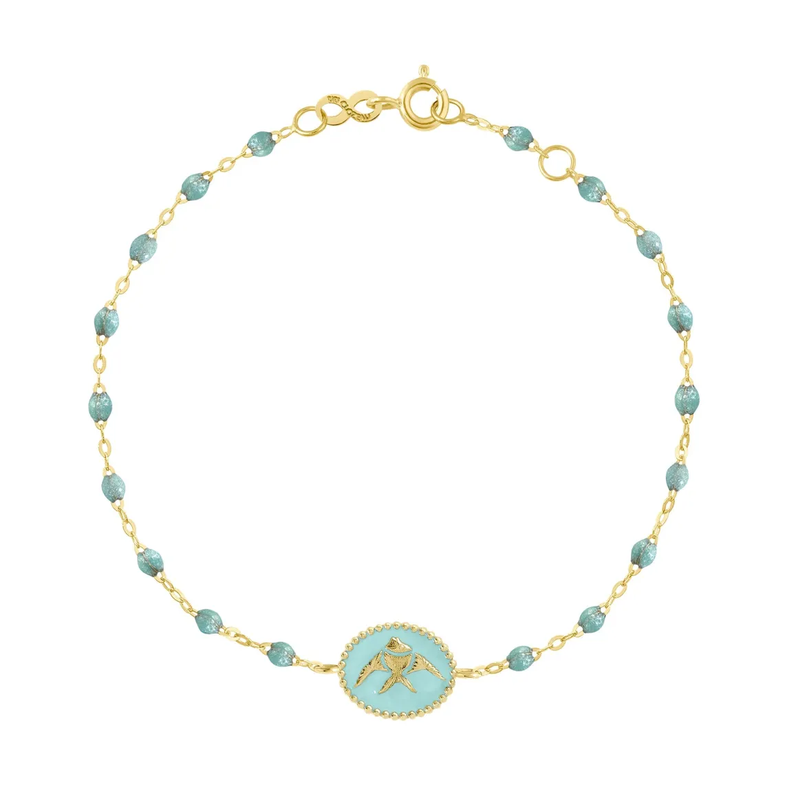 Bracelet Poisson Ange résine glacier, or jaune, 17 cm