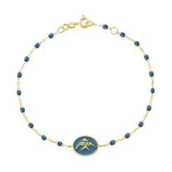 Bracelet Poisson Ange résine céleste, or jaune, 17 cm