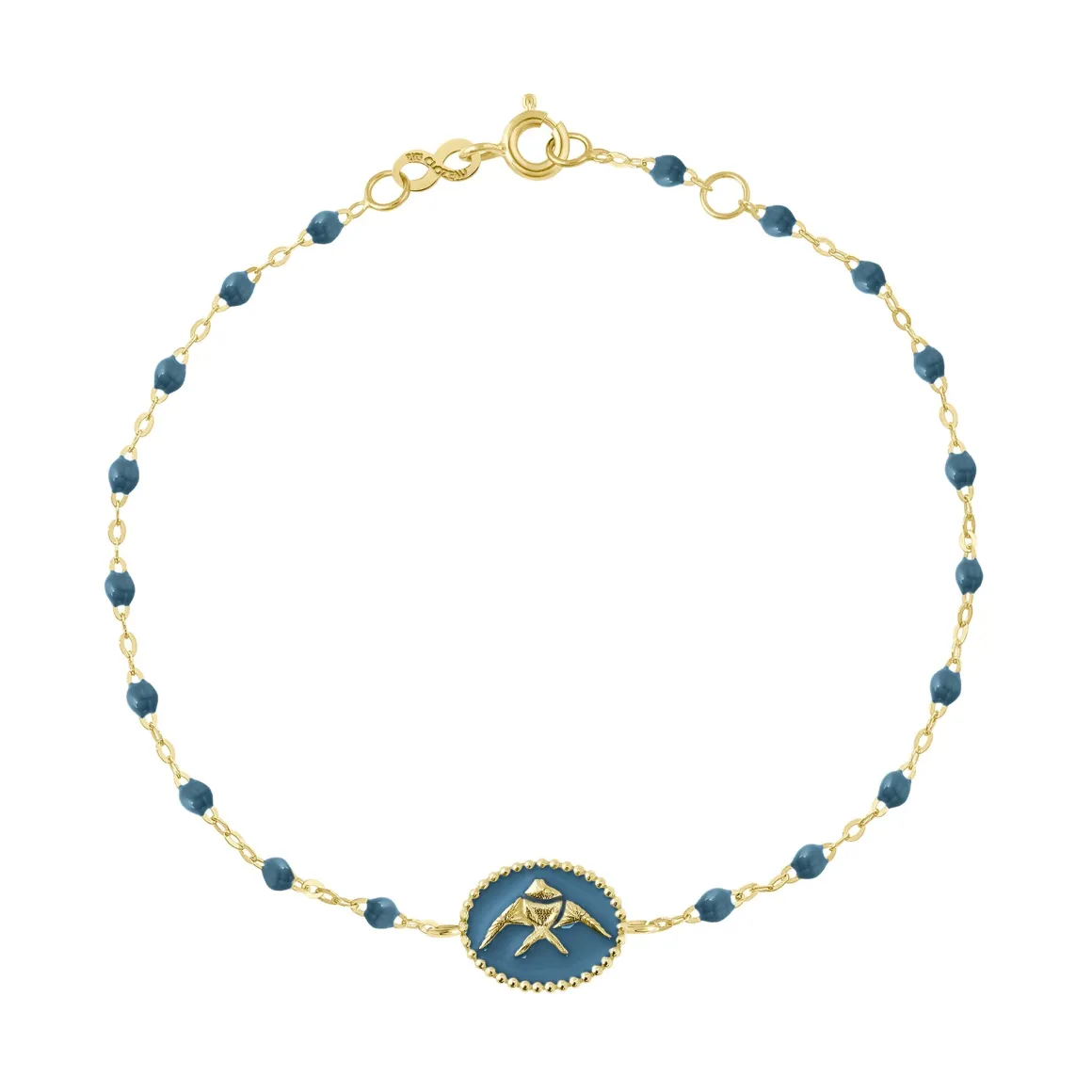 Bracelet Poisson Ange résine céleste, or jaune, 17 cm