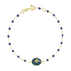 Bracelet Poisson Ange résine prusse, or jaune, 17 cm