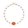 Bracelet Poisson Ange résine corail, or rose, 17 cm