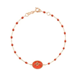 Bracelet Poisson Ange résine corail, or rose, 17 cm