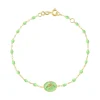 Bracelet Poisson Ange résine anis, or jaune, 17 cm