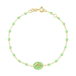 Bracelet Poisson Ange résine anis, or jaune, 17 cm