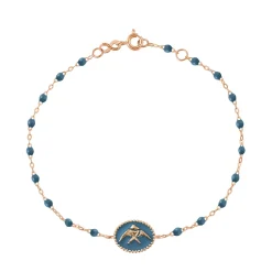 Bracelet Poisson Ange résine céleste, or rose, 17 cm