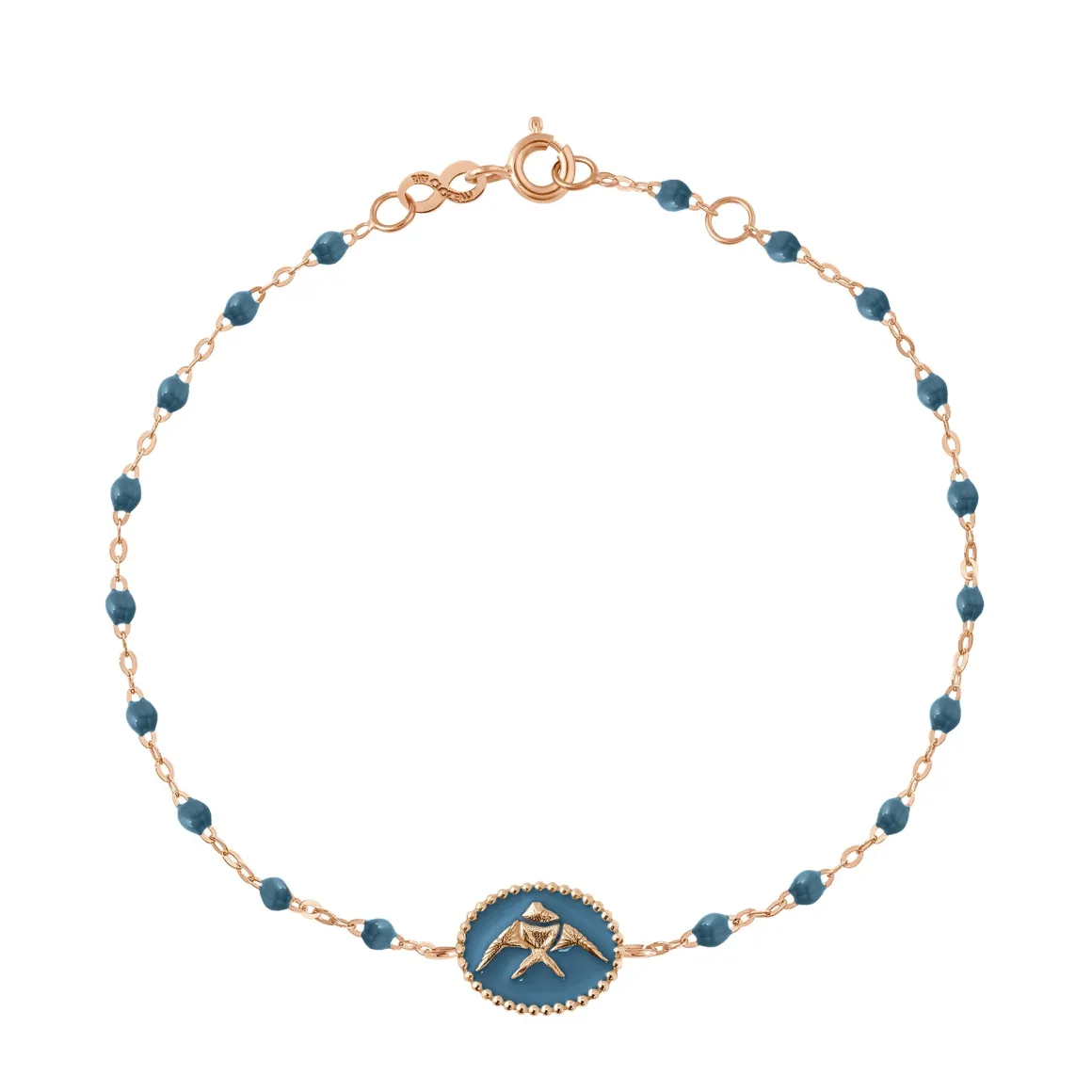Bracelet Poisson Ange résine céleste, or rose, 17 cm