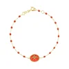 Bracelet Poisson Ange résine corail, or jaune, 17 cm
