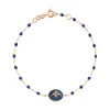 Bracelet Poisson Ange résine prusse, or rose, 17 cm