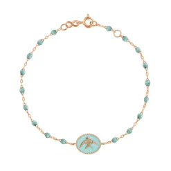 Bracelet Poisson Ange résine glacier, or rose, 17 cm