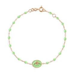 Bracelet Poisson Ange résine anis, or rose, 17 cm