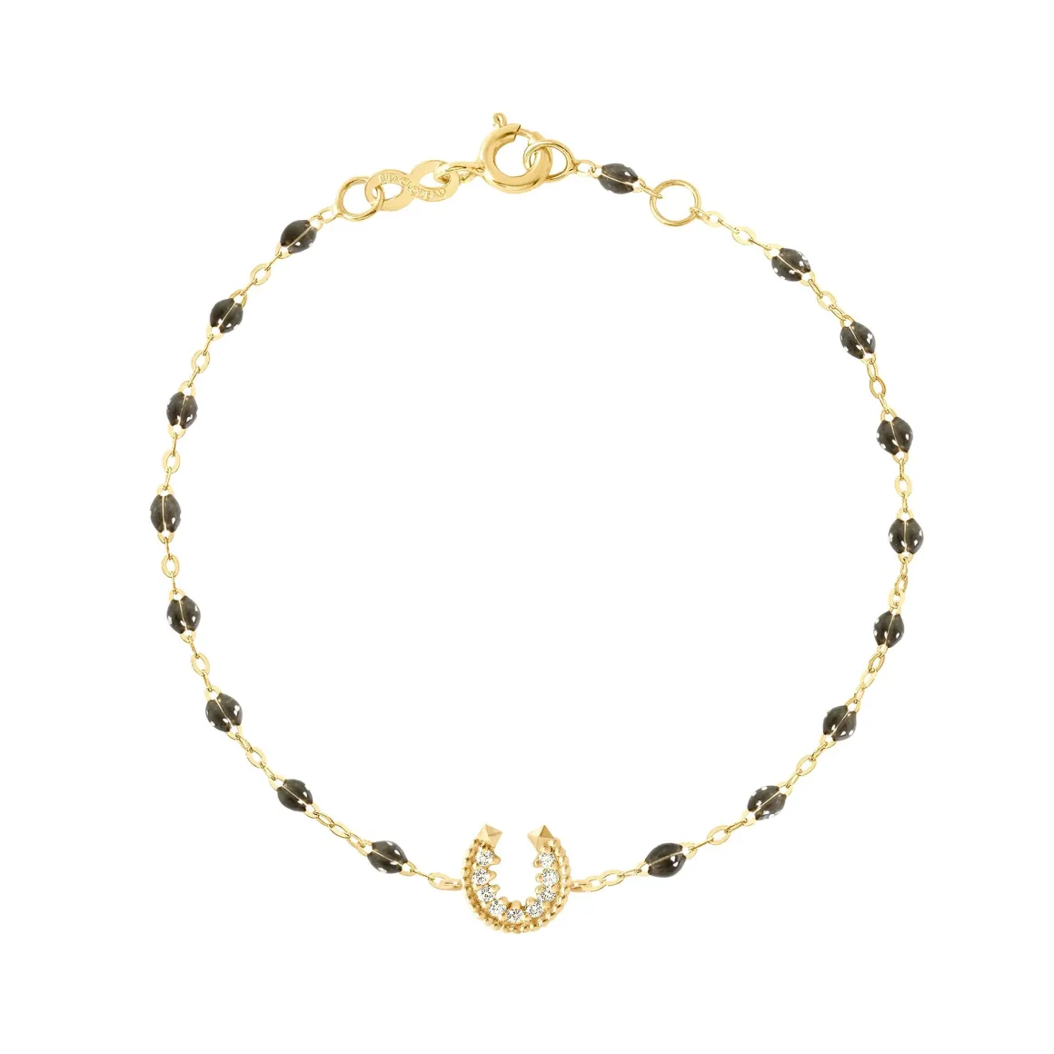 Bracelet quartz Fer à cheval, diamants, or jaune, 17 cm