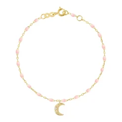 Bracelet rose bébé Lune, diamants, or jaune, 17 cm