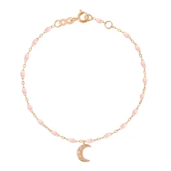 Bracelet rose bébé Lune, diamants, or rose, 17 cm