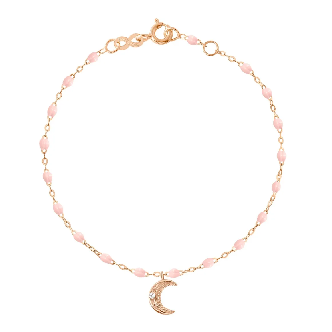 Bracelet rose bébé Lune, diamants, or rose, 17 cm