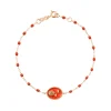 Bracelet Rose résine corail, or rose, 17 cm