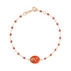 Bracelet Rose résine corail, or rose, 17 cm