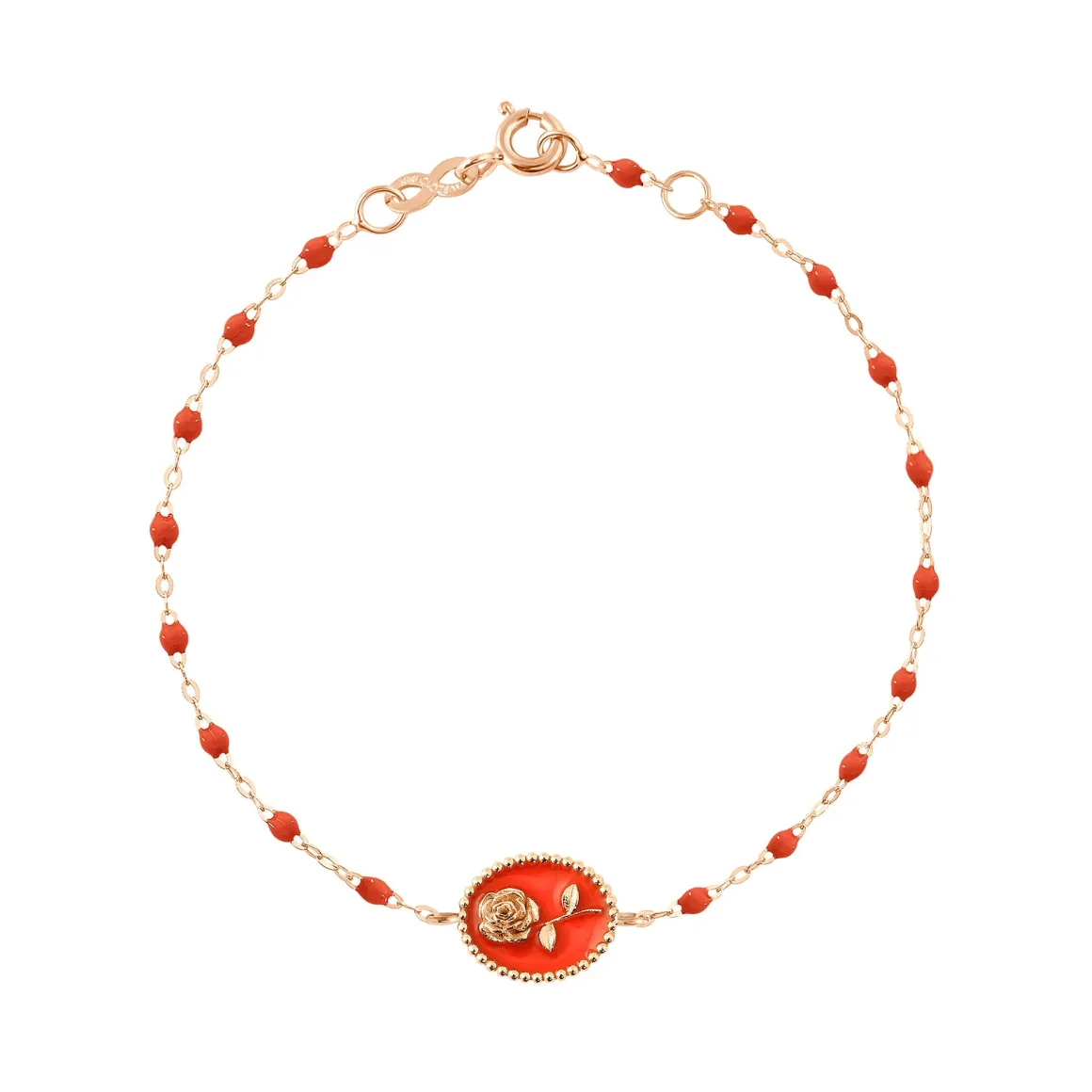 Bracelet Rose résine corail, or rose, 17 cm