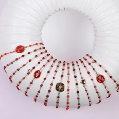 Bracelet Rose résine corail, or rose, 17 cm
