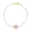 Bracelet Rose résine parme, or jaune, 17 cm
