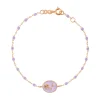 Bracelet Rose résine parme, or rose, 17 cm