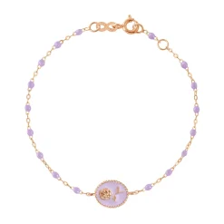 Bracelet Rose résine parme, or rose, 17 cm