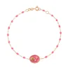 Bracelet Rose résine rose fluo, or rose, 17 cm