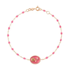 Bracelet Rose résine rose fluo, or rose, 17 cm