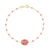 Bracelet Rose résine rose fluo, or jaune, 17 cm