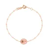 Bracelet Rose résine rose bébé, or rose, 17 cm