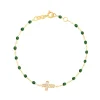 Bracelet scarabée Croix diamants, or jaune, 17 cm