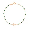 Bracelet scarabée Croix diamants, or rose, 17 cm