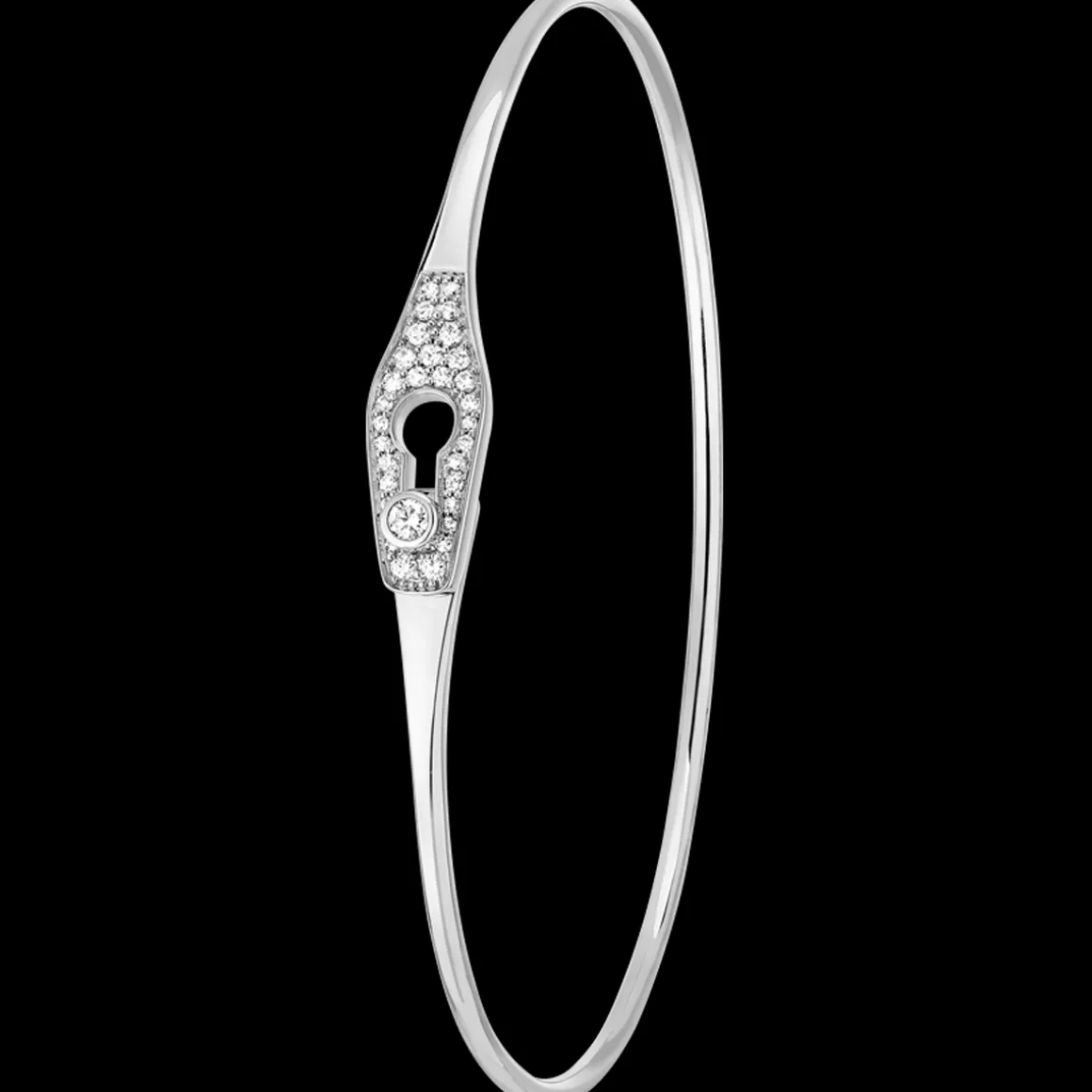 Bracelet Serrure Jonc or blanc et diamants