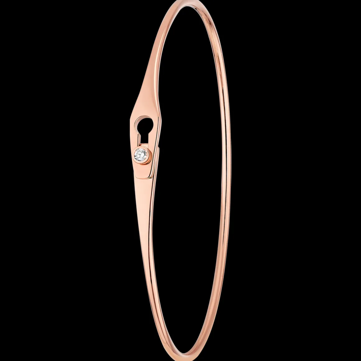 Bracelet Serrure Jonc or rose et diamant
