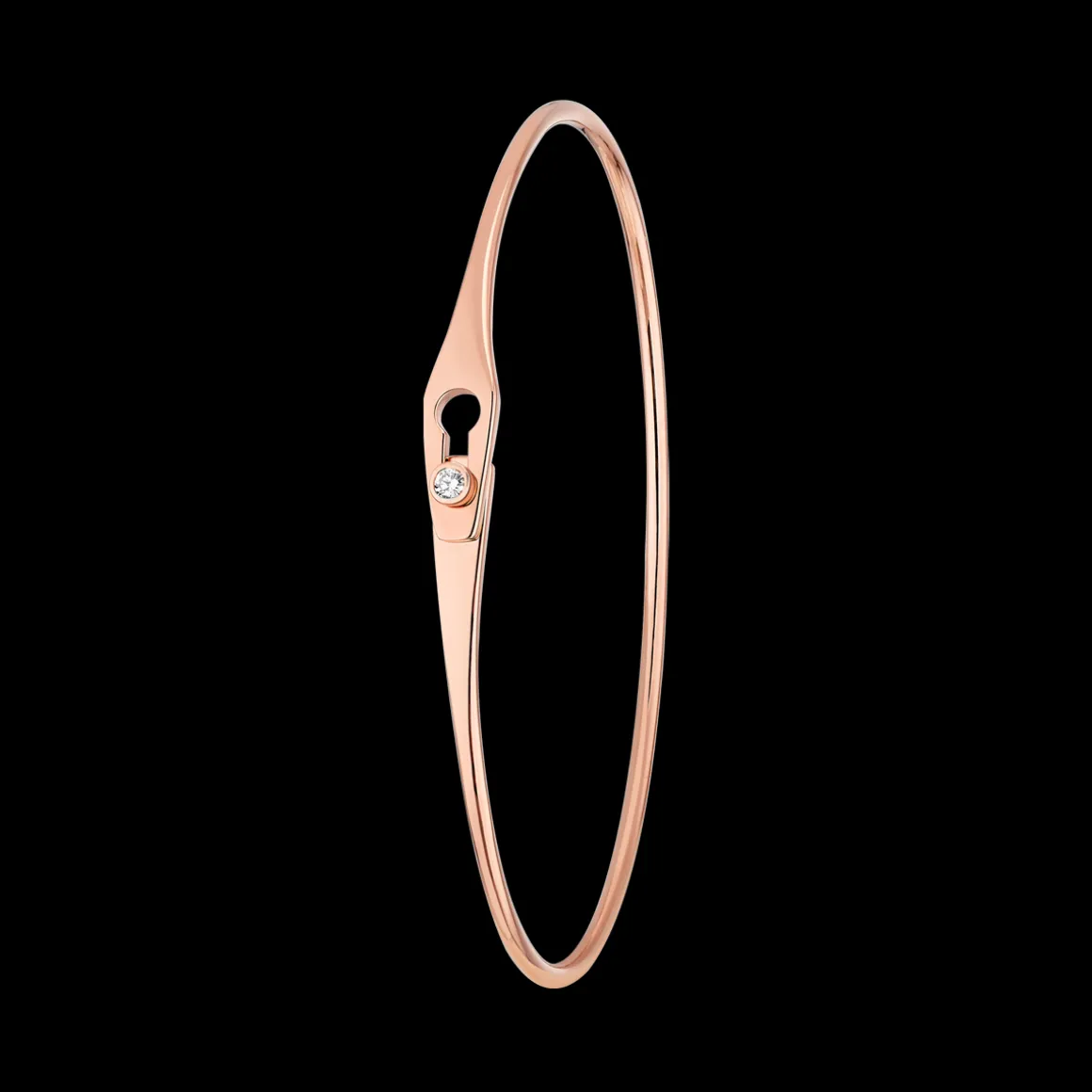 Bracelet Serrure Jonc or rose et diamant