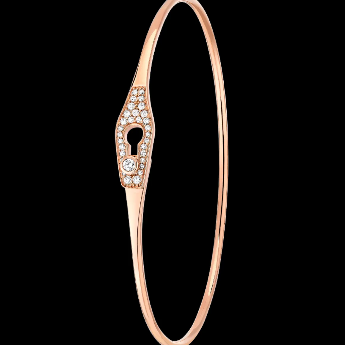 Bracelet Serrure Jonc or rose et diamants