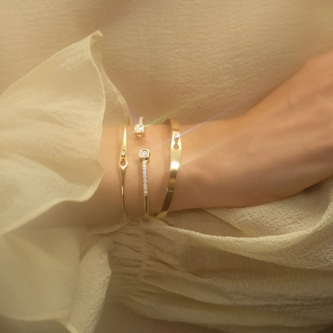 Bracelet Serrure or jaune et diamant