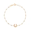 Bracelet sparkle Fer à cheval, diamants, or rose, 17 cm