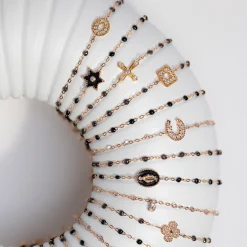 Bracelet sparkle Fer à cheval, diamants, or rose, 17 cm