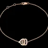 Bracelet sur chaîne Double Cœurs R10, OR + 1/2 DIAS