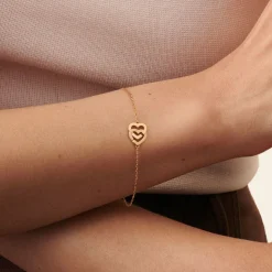 Bracelet sur chaîne Double Cœurs R10, OJ